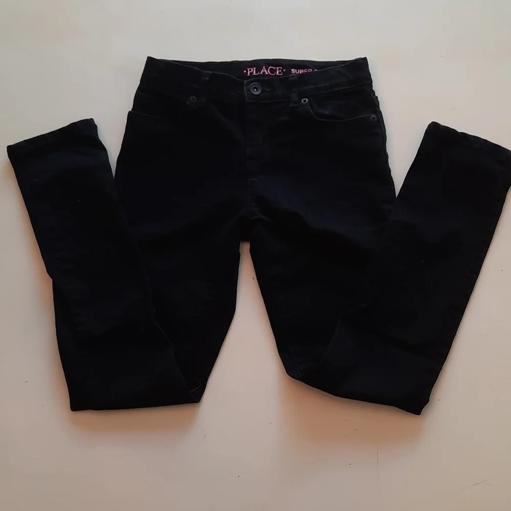 Children's Place size 10 black super skinny adjustable waist jeans